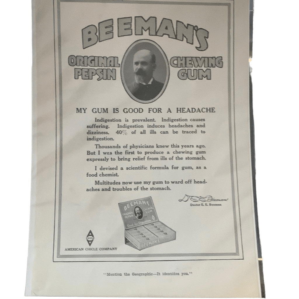 Vintage 1917 Beeman’s Original Pepsin Chewing Gum Ad Asvertisment