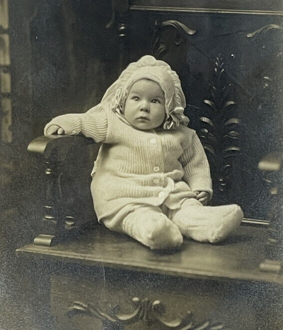 Early 1900s RPPC Real Photo Postcard - Cute Baby Infant Portrait 