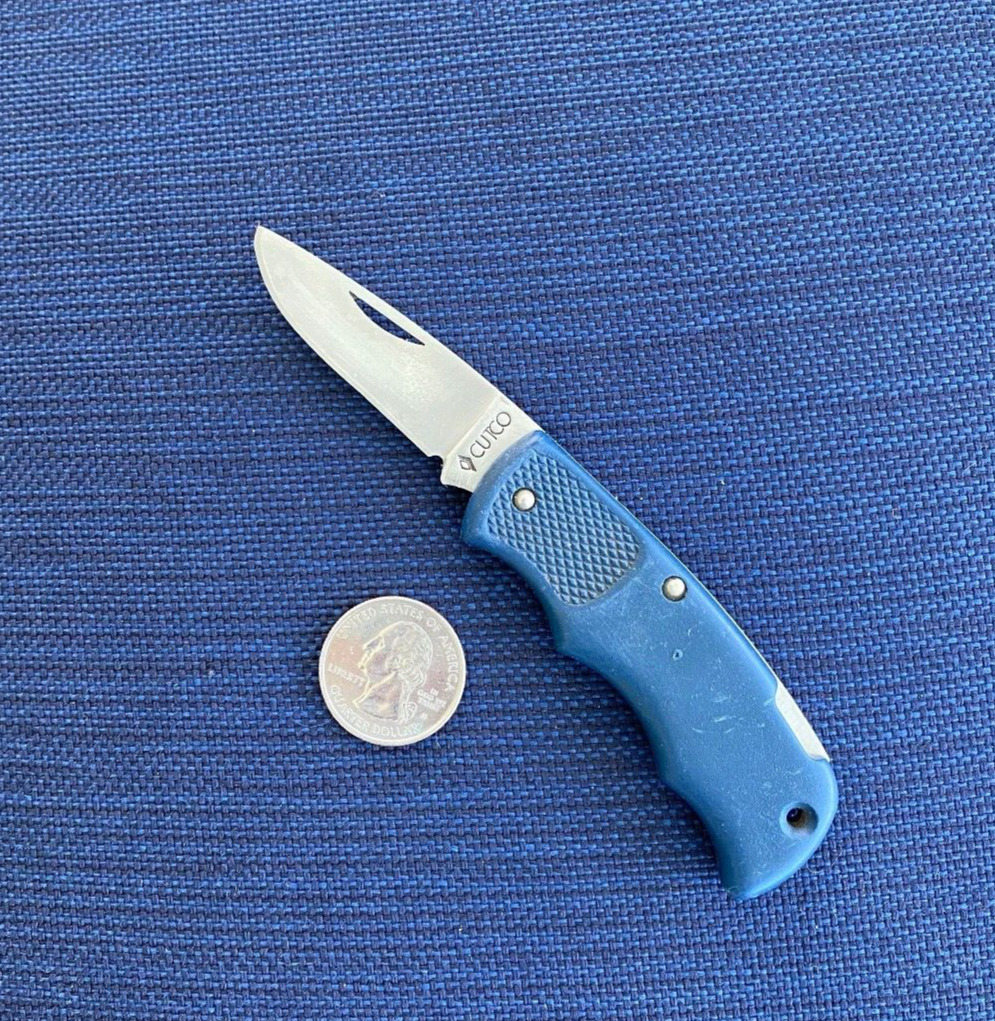 Cutco 1886 Plain Edge Blade USA Lockback Knife Blue Handle