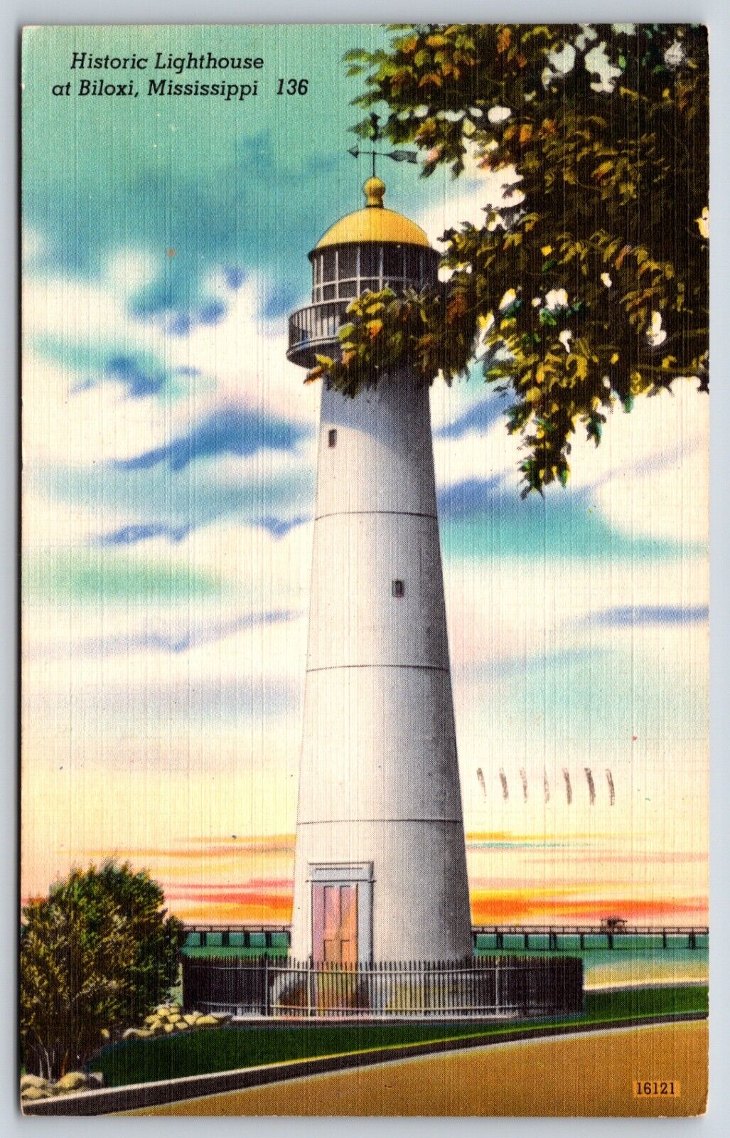 Postcard Historic Lighthouse At Biloxi Mississippi Posted 1950