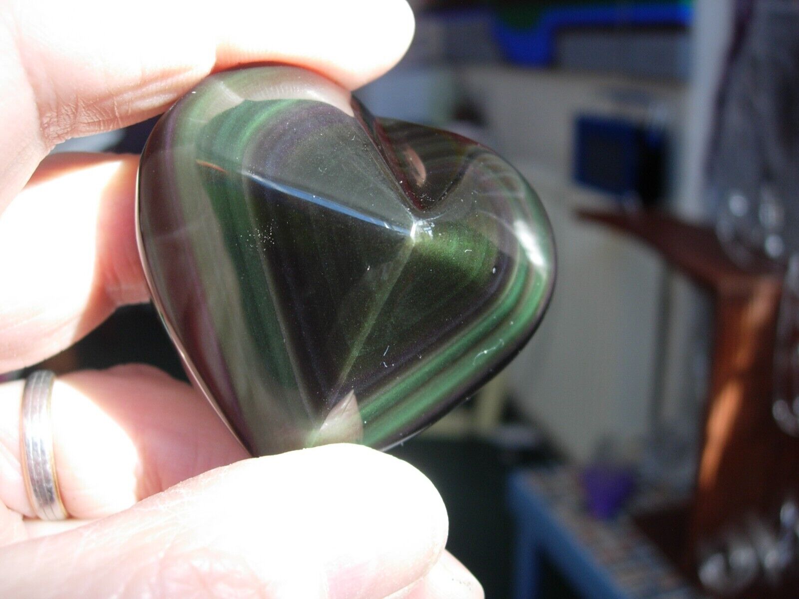 rainbow obsidian heart shapes  x 4  425 gms eBay U.K. seller for over 20 years