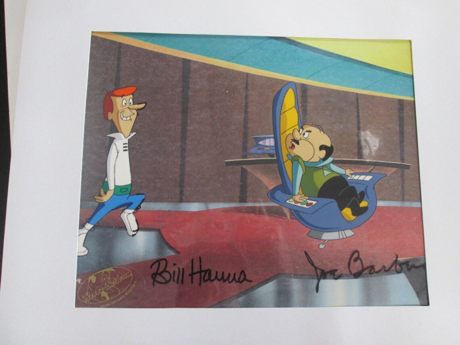George Jetson & Cosmo Spacely Original WB Production Cel HANNA, BARBERA Signed