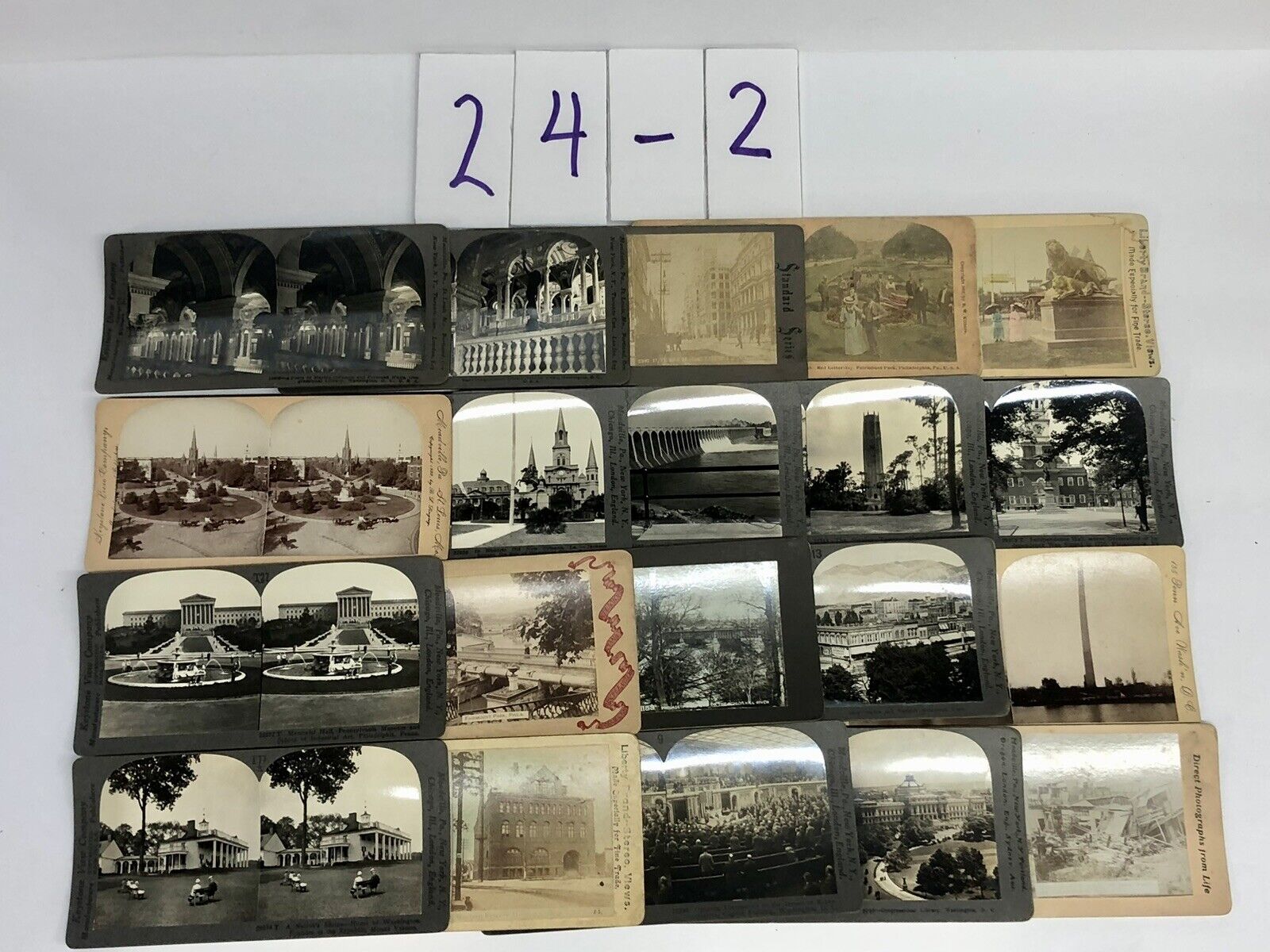 SVG24-2  Mixed Lot of 20 Stereoviews United States Cities, Places