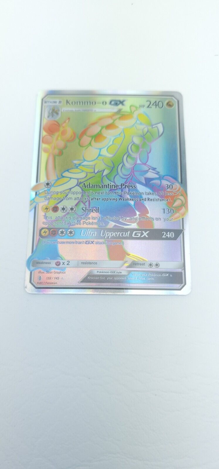 Pokemon Card Kommo-o GX 159/145 Guardians Rising Rainbow Rare