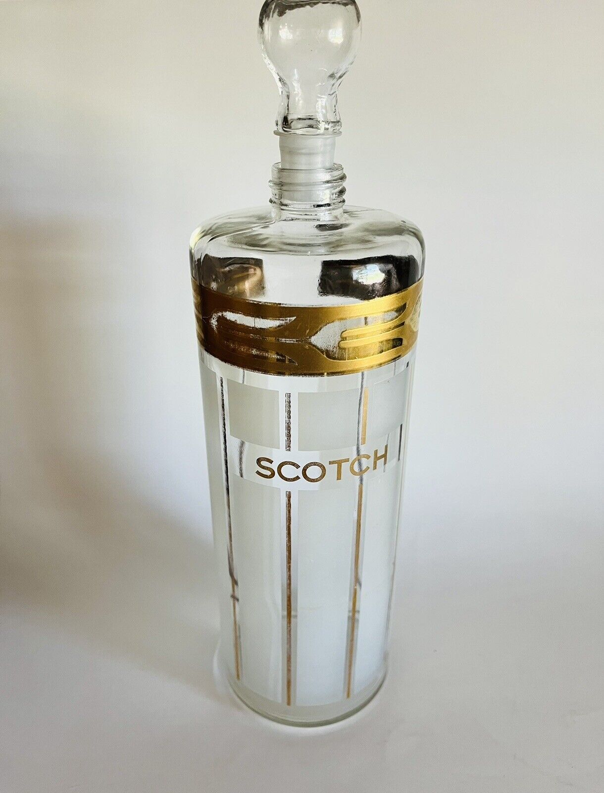 Vintage Frosted with Gold Detailing Scotch Liquor Decanter by Fred Press