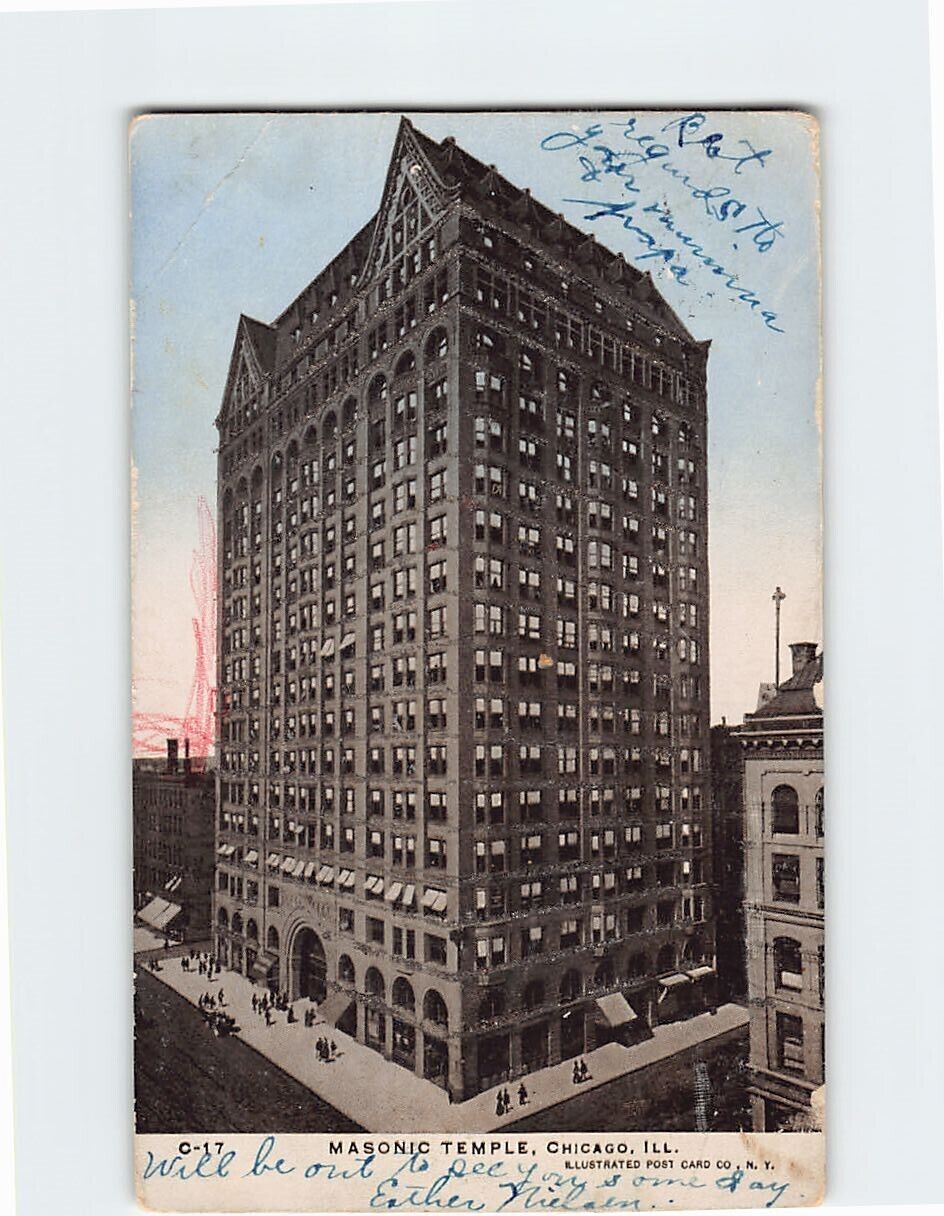 Postcard Masonic Temple Chicago Illinois USA