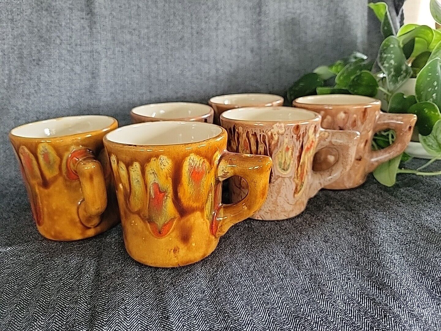 Signed Set Of Vintage 1974 Handmade Mugs