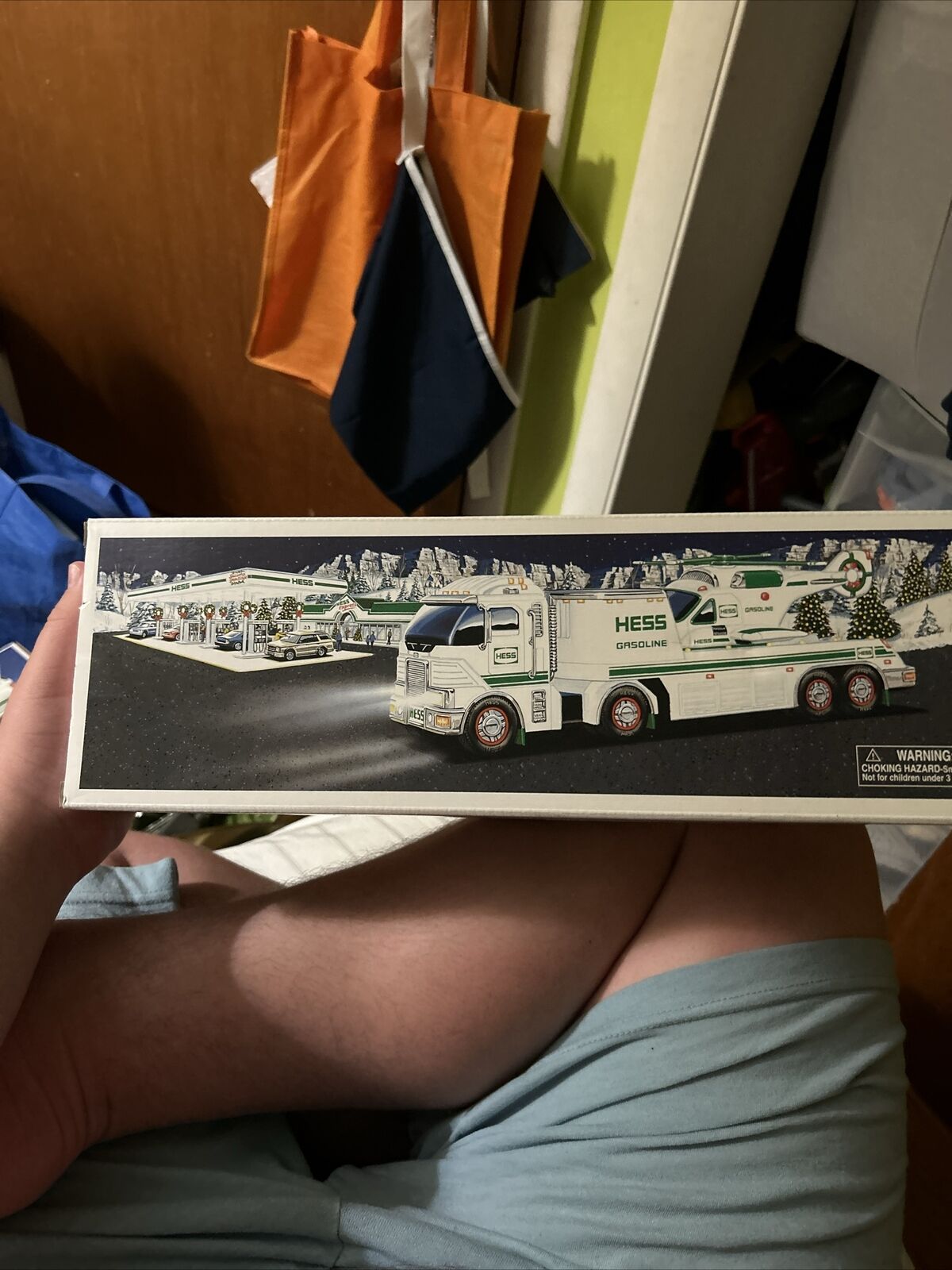 New in Box 2006 HESS TOY TRUCK AND HELICOPTER White Green In Original Packaging