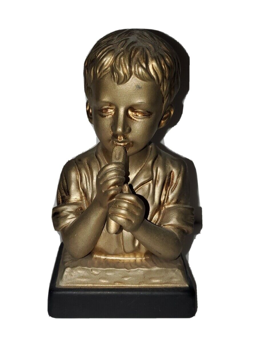 Boy Figurine Holding Microphone Singing Golden Child Table Shelf Decoration 7\
