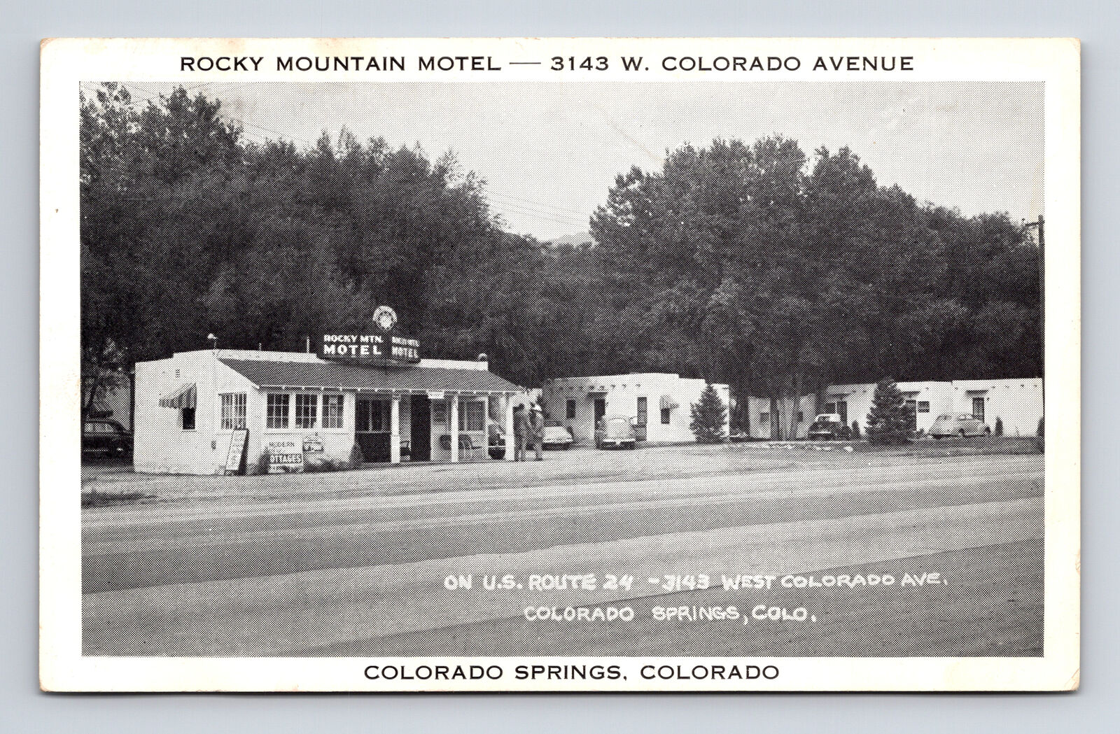 Rare Rocky Mountain Motel Cottages US 24 Colorado Springs Colorado CO Postcard