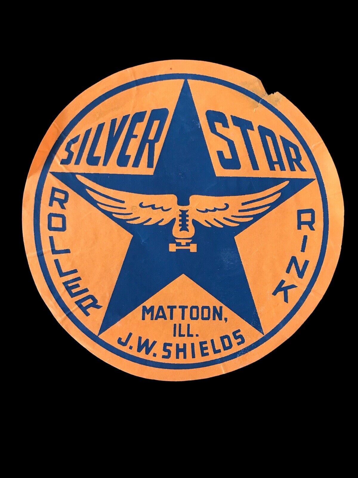 1930\'s-50\'s Silver Star Roller Rink Mattoon ILL. Skating Label G.W. Shields