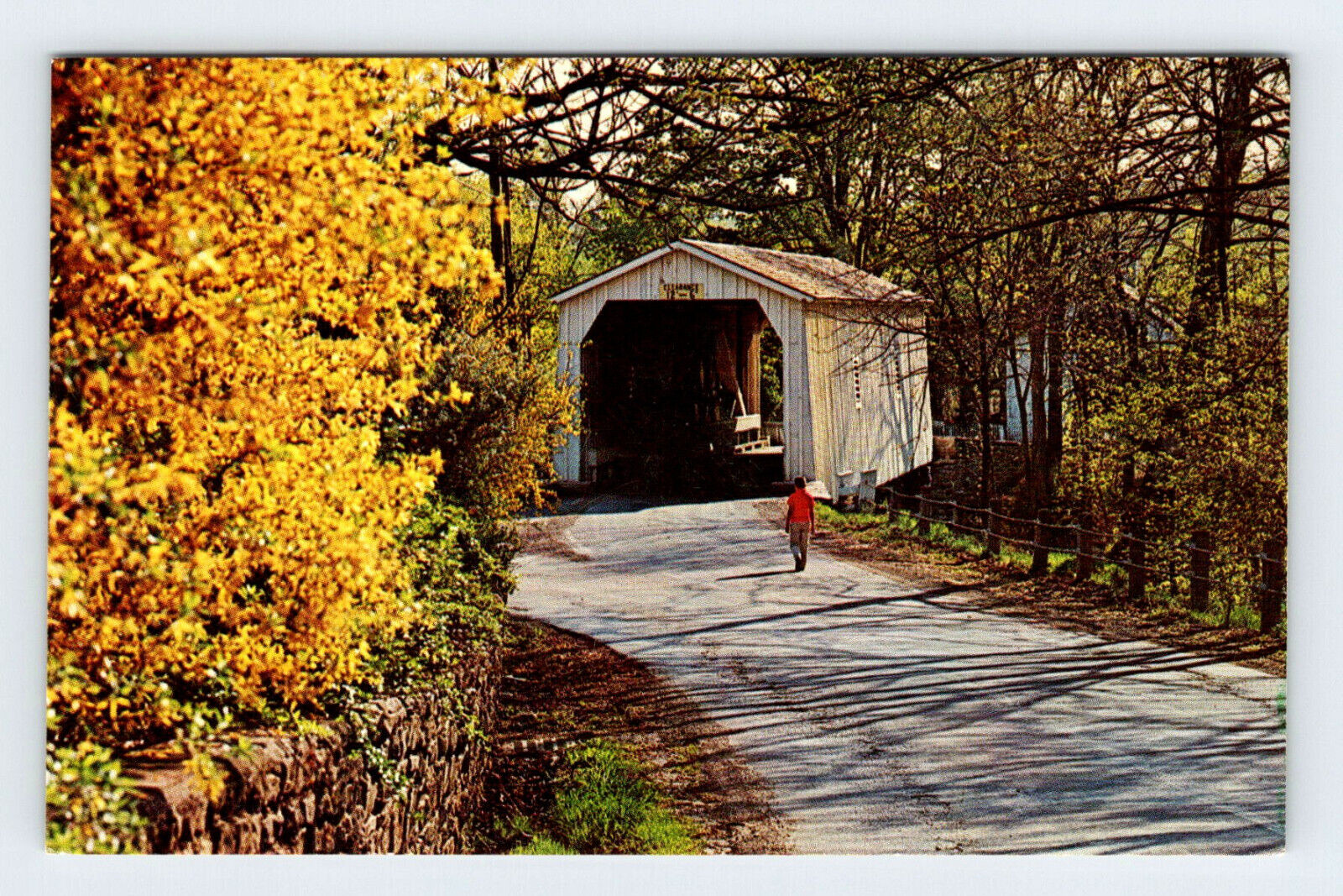 Green Sergeant\'s Covered Bridge Hunterdon County NJ Vintage Postcard OLP30