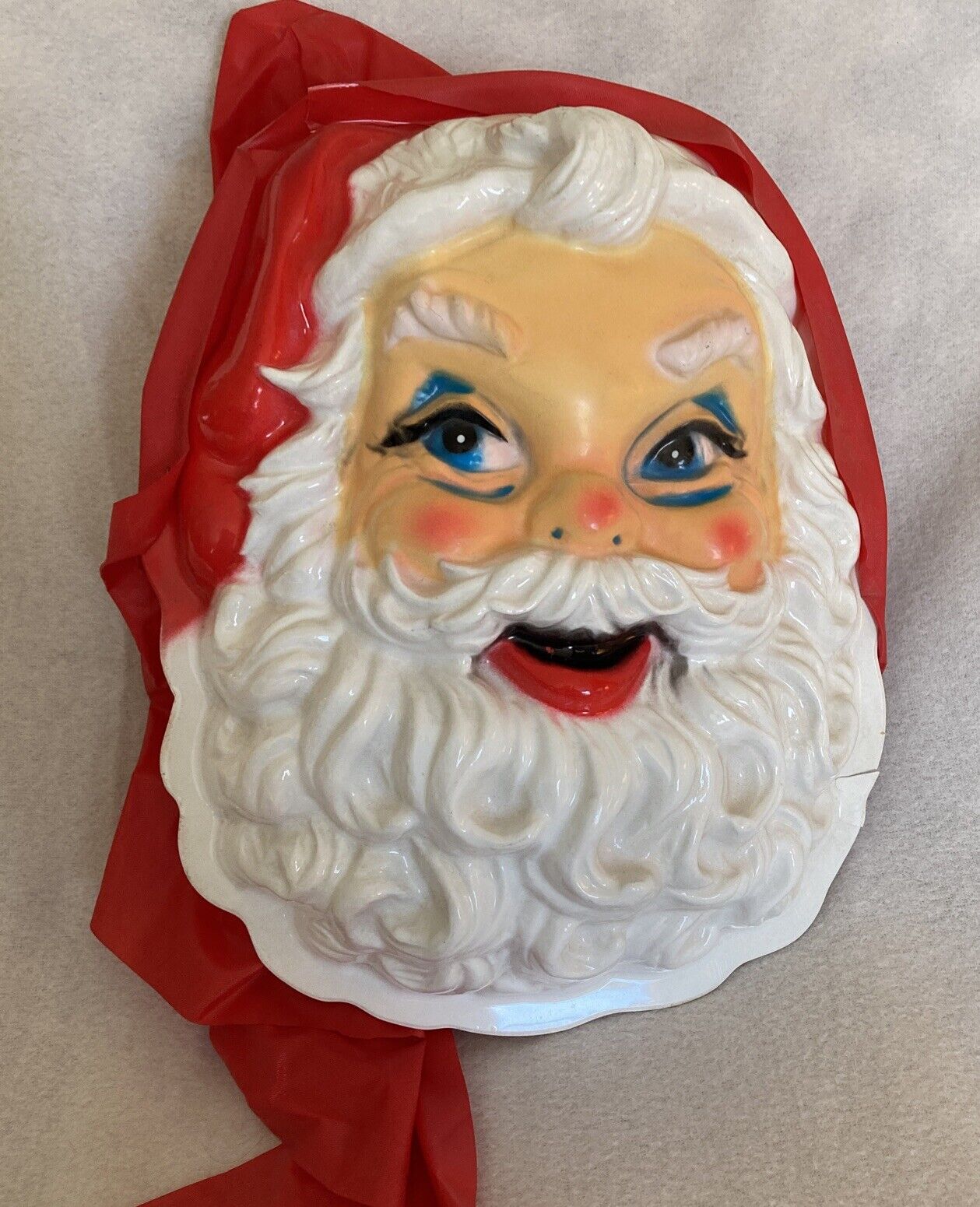 Vintage 1958 Santa Mask with attached Hood Plasti-Personalities Brand