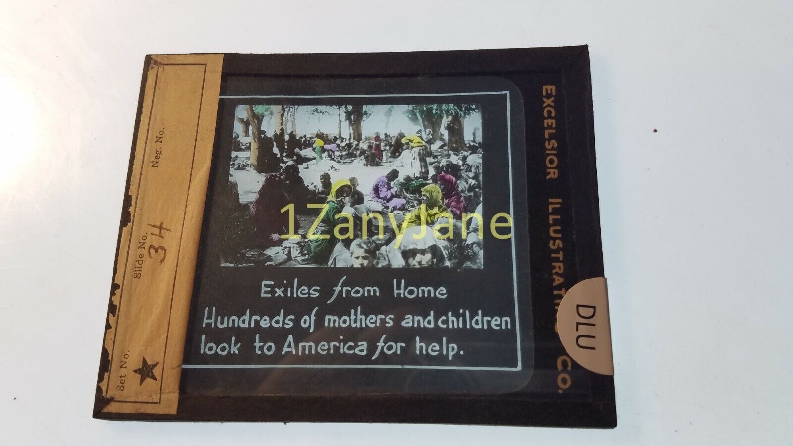 DLU Glass Magic Lantern Slide Photo EXILES FROM HOME HUNDREDS MOTHERS