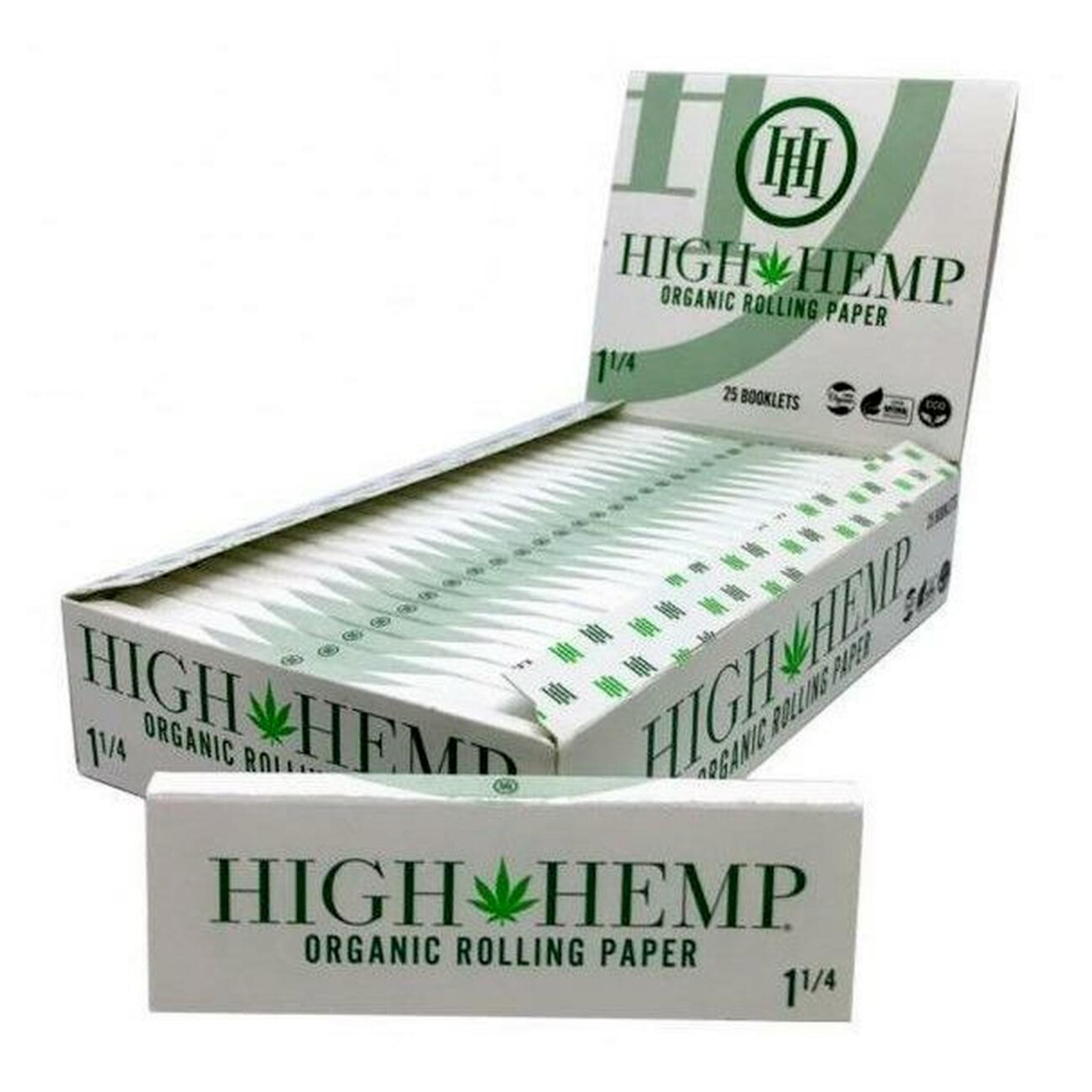 High Hemp Organic Rolling Papers - 25 Booklets (1-1/4 Size) with 