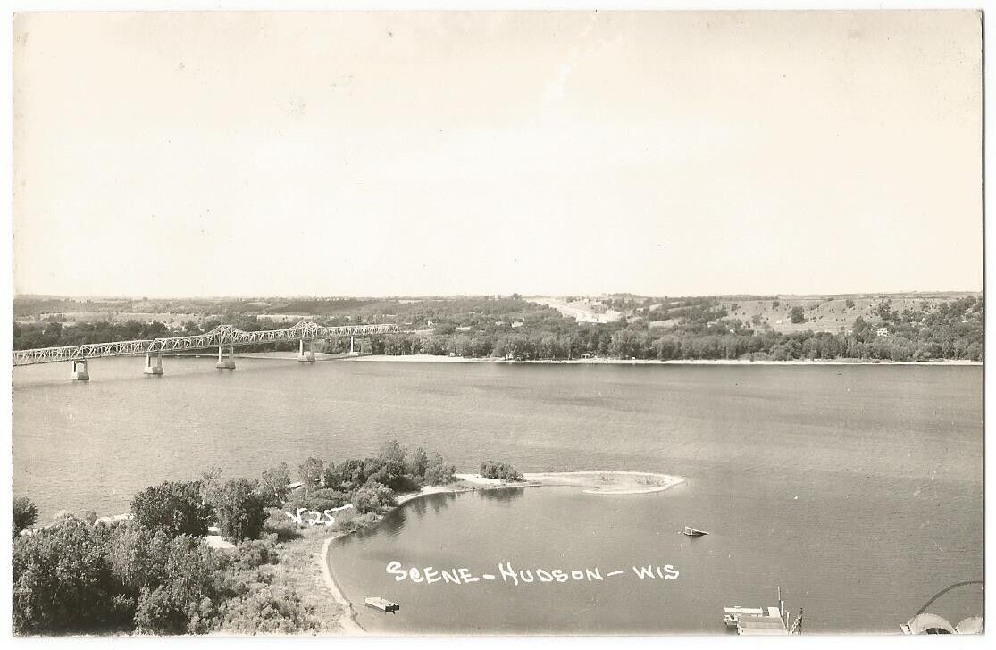 Hudson Wisconsin WI ~ Panoramic View RPPC Real Photo 1956