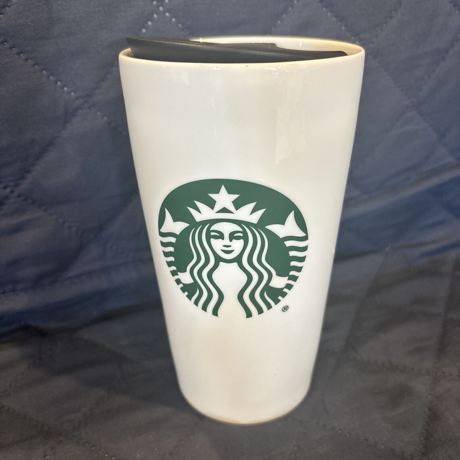 NEW STARBUCKS Ceramic Travel Coffee Mug Tumbler White 12 Oz -2021