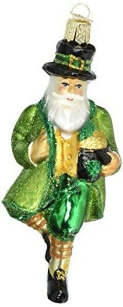 Old World Christmas Glass Blown Ornament, Irish Santa (With OWC Gift Box)
