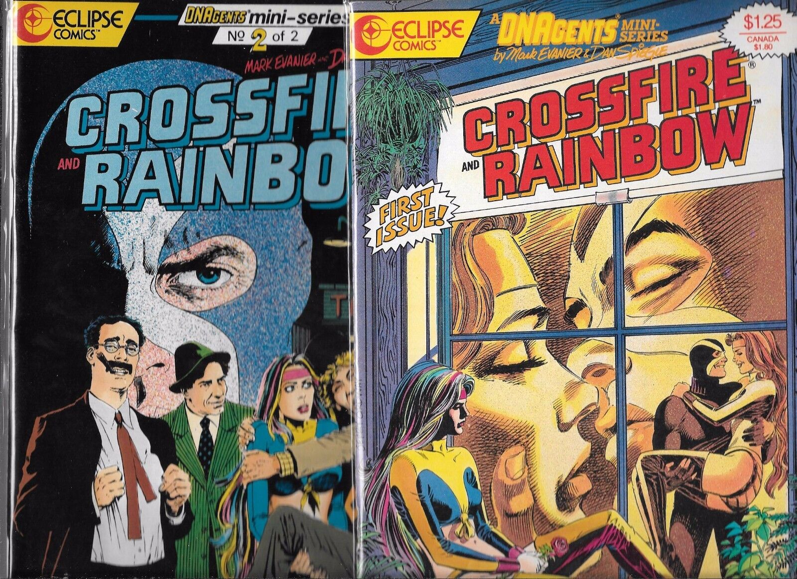 CROSSFIRE AND RAINBOW LOT OF 2- #1 #2 (NM-) HIGH GRADE COPPER AGE ECLIPSE COMICS