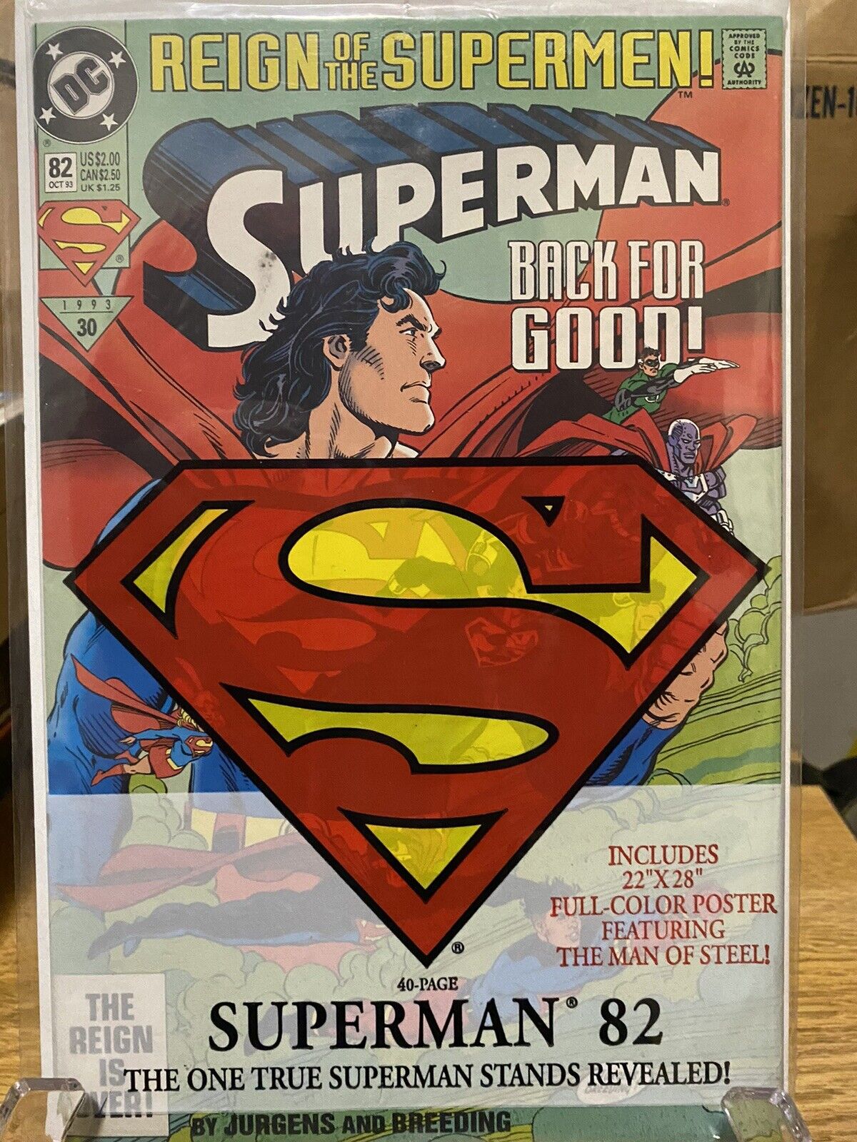 Superman #82 Reign Of The Supermen (DC 1993) W/Poster NM 🔥
