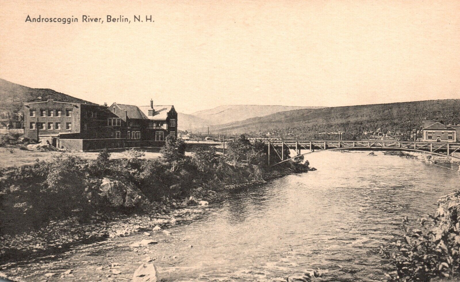 Vintage Postcard 1910\'s Androscoggin River Berlin NH New Hampshire