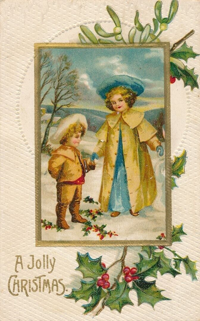 CHRISTMAS - Two Children A Jolly Christmas Postcard