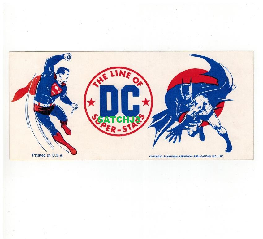 1975 NEAL ADAMS ART BATMAN SUPERMAN ORIGINAL BUMPER STICKER DC COMICS BRONZE AGE