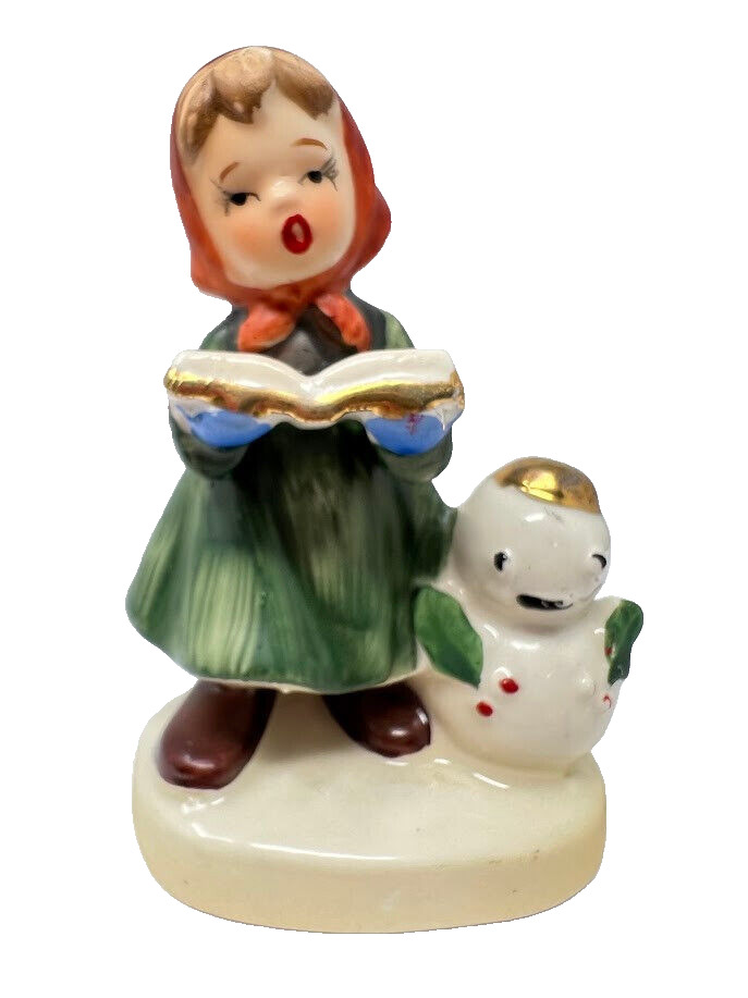 Vintage Christmas Napcoware Little Girl With Snowman Figurine Japan