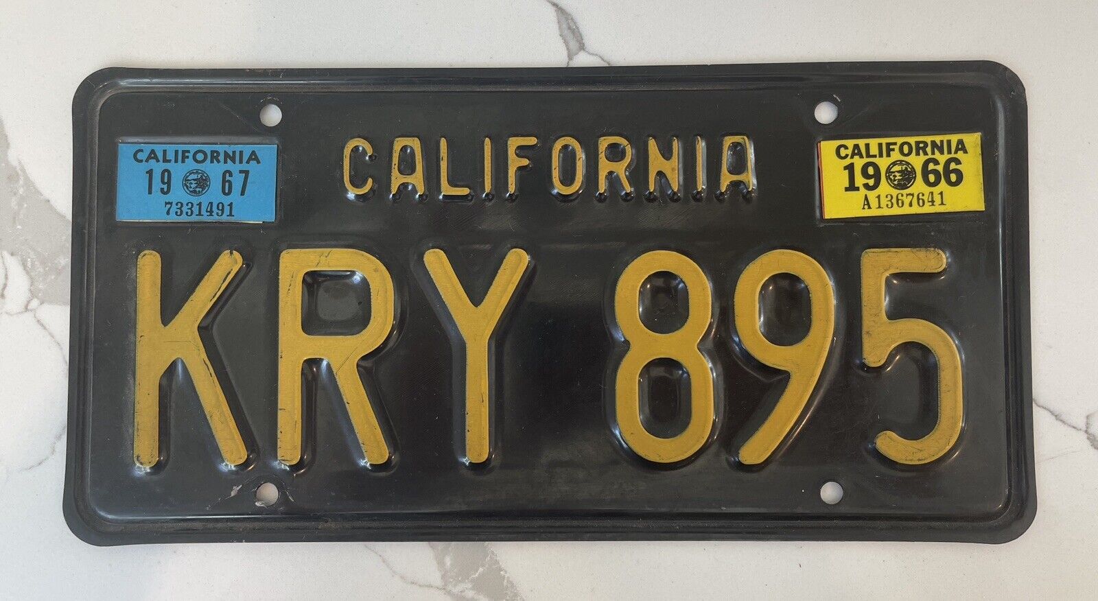 1966 1967 California License Plate. Yellow Letters & Numbers.See Photos. Vintage