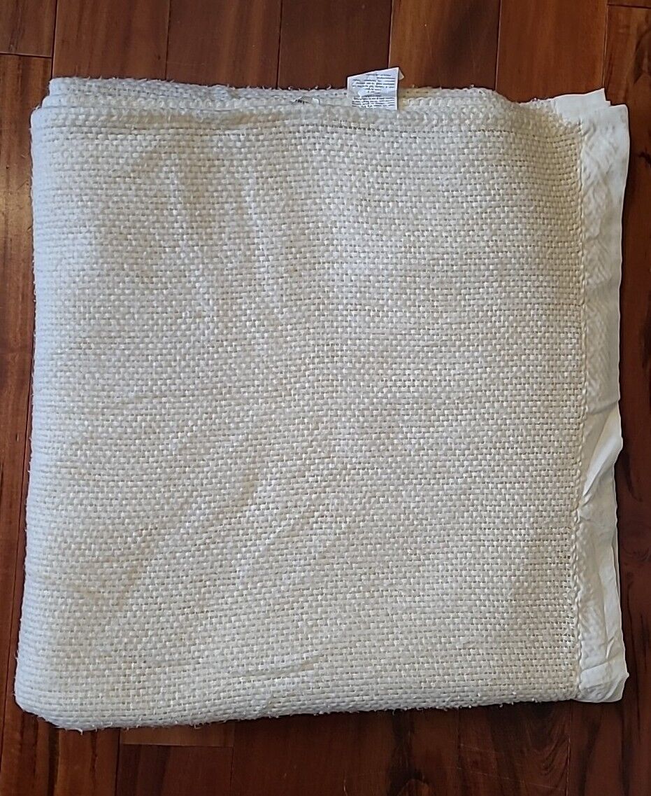 Vintage Chatham Blanket Throw Acrylic Waffle Weave Ivory Satin Trim 108\