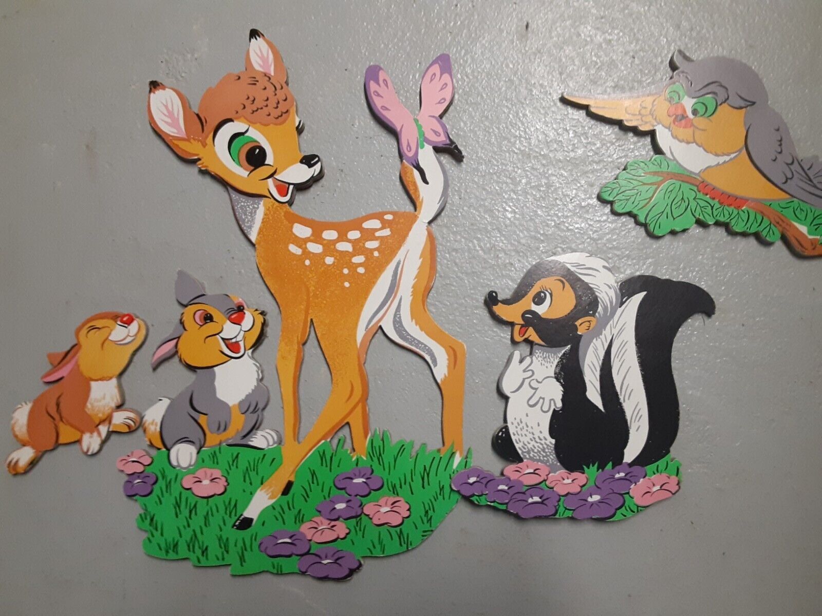 Walt Disney Vintage Bambi Wall Hang Cutouts Kitsch 60s-70s Kids Room
