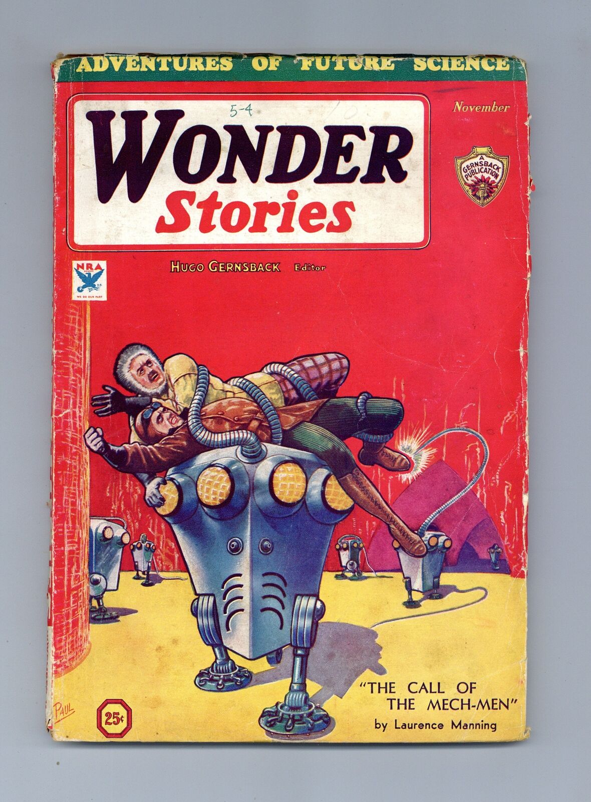 Wonder Stories Pulp 1st Series Nov 1933 Vol. 5 #4 VG