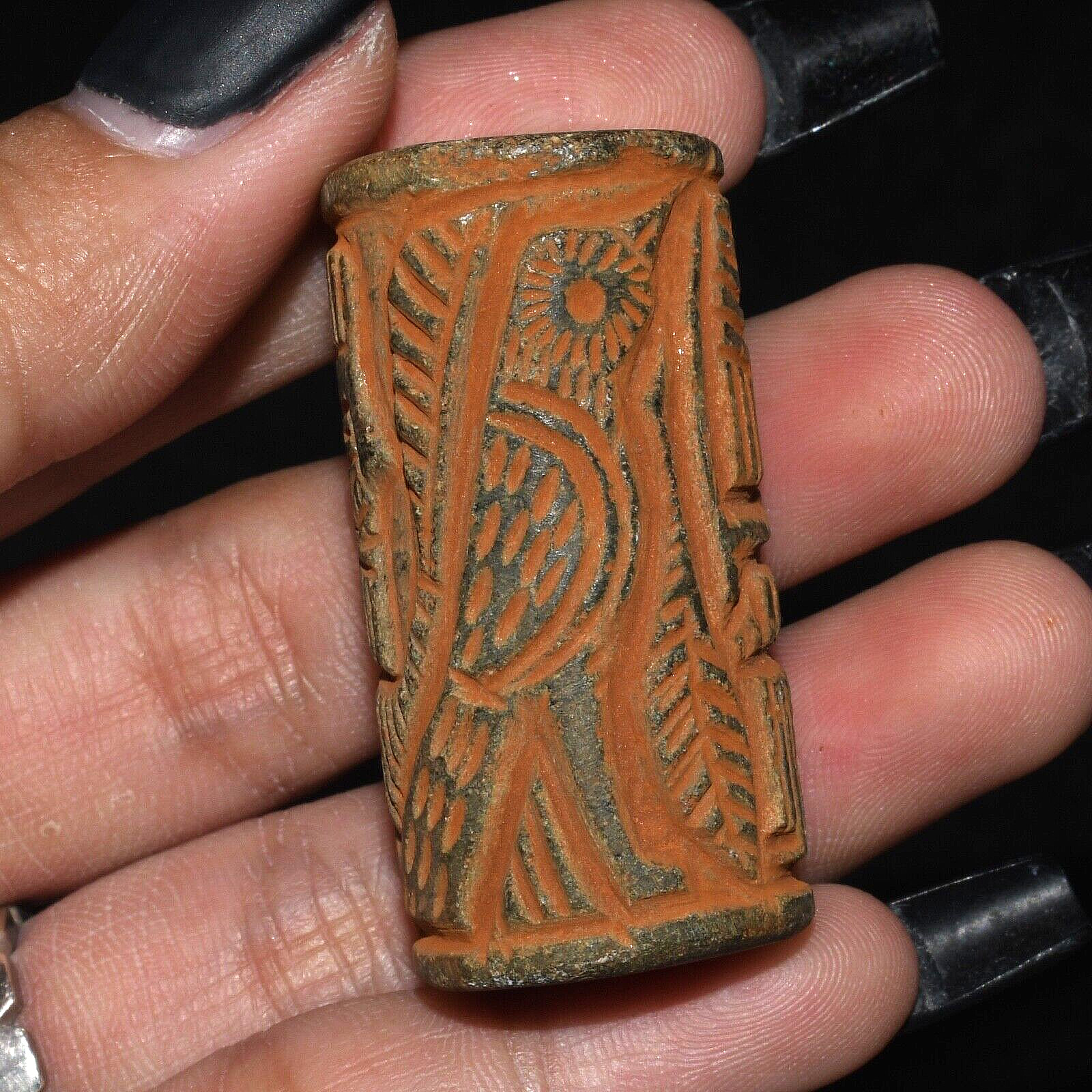 Ancient Near Eastern Sasanian Stone Cylinder Seal Bead Pendant Circa 224-651 AD