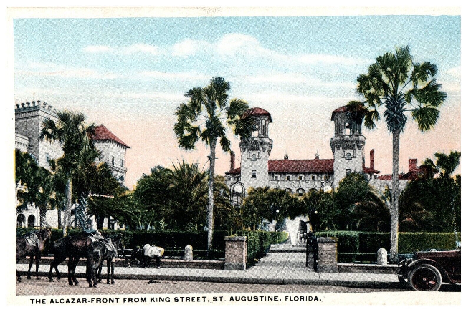 HOTEL ALCAZAR In ST. AUGUSTINE, FL on Vintage Unused Postcard 