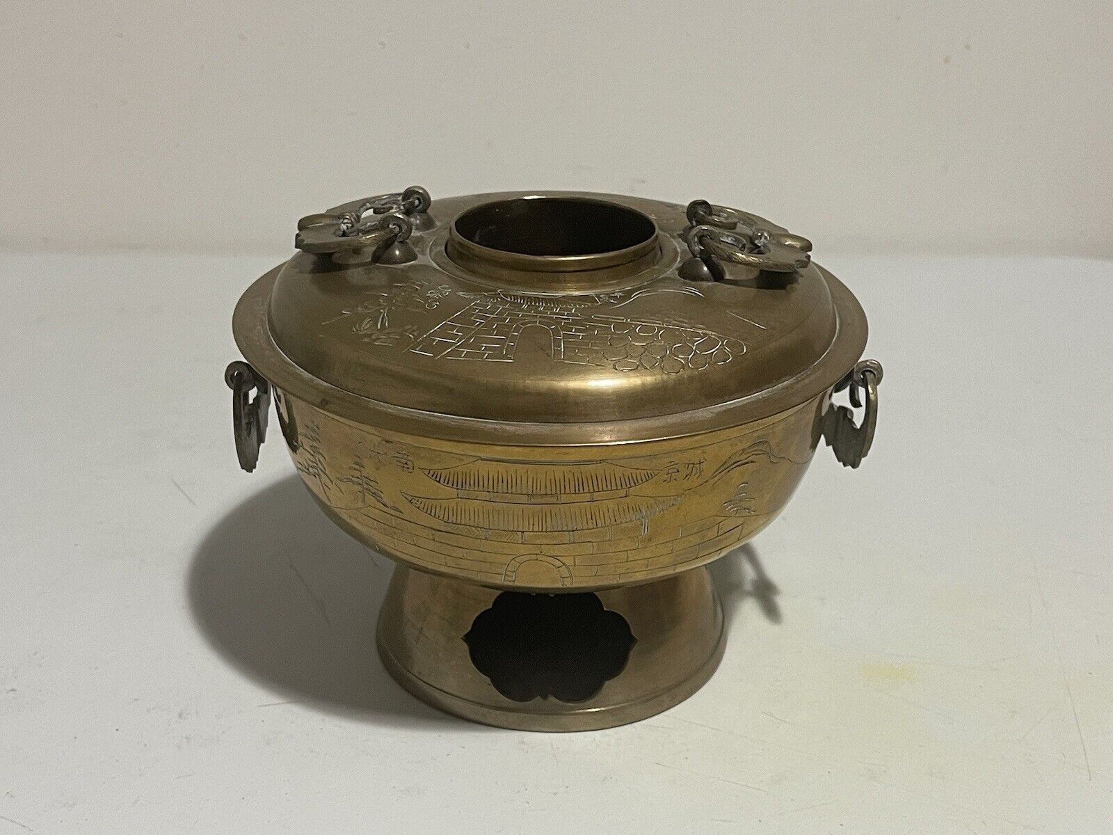 Vintage Korean Brass Miniature Hot Pot 