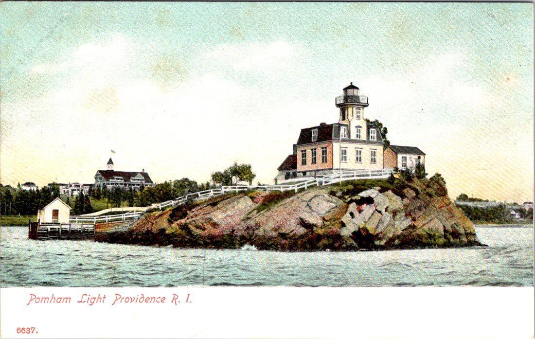 Providence, RI Rhode Island  POMHAM LIGHT HOUSE Lighthouse ca1900\'s UDB Postcard