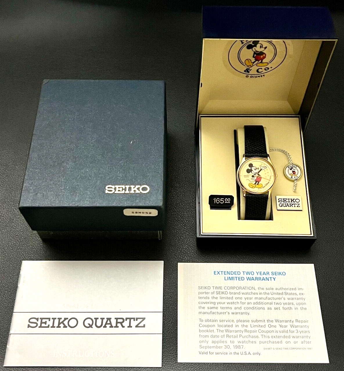 Vintage 1980s Seiko Walt Disney Mickey Mouse Watch - New | O.Box | Tags | Papers