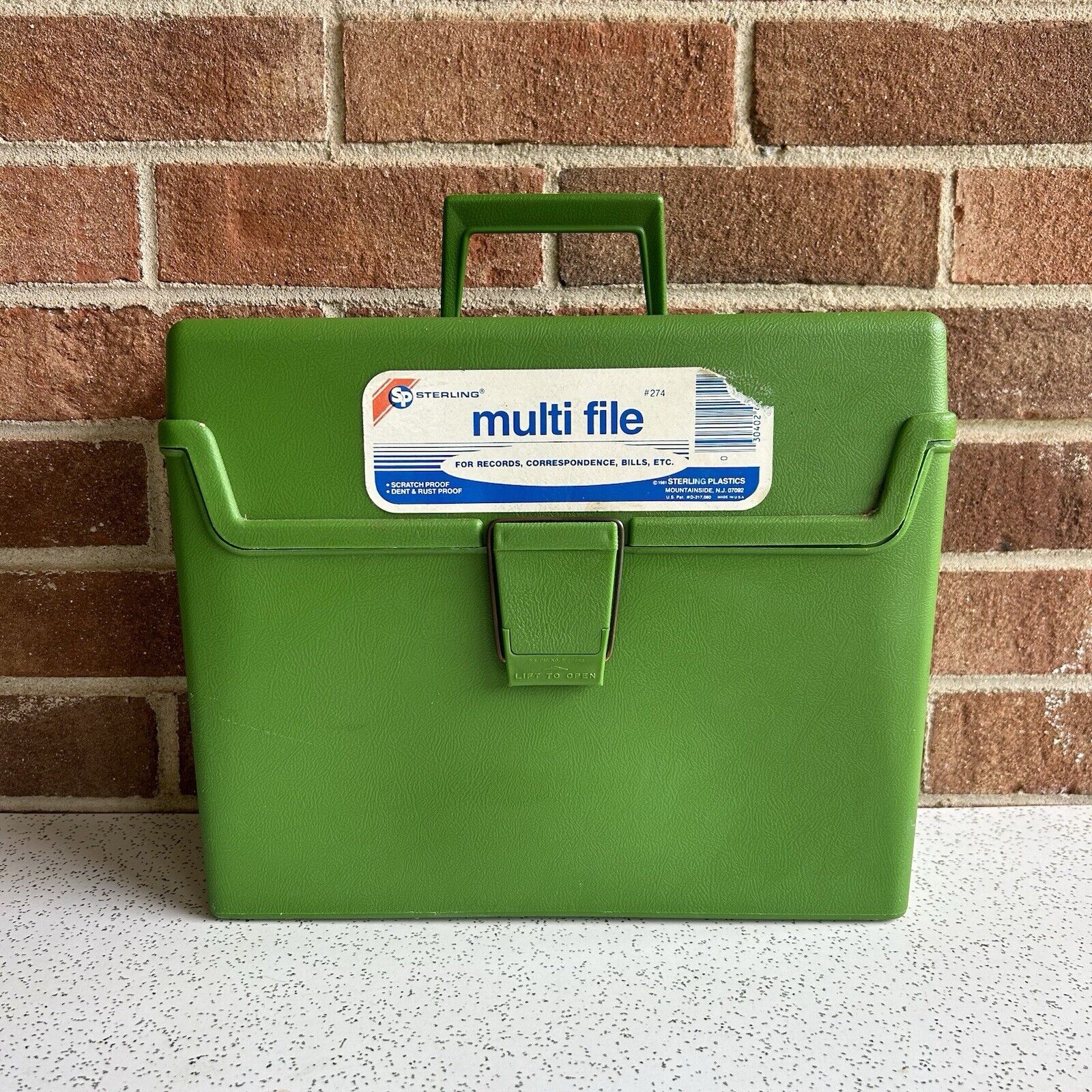 Vintage Green Sterling Multi File Keeper Plastic Box w/ Handle MCM 70s Green Box