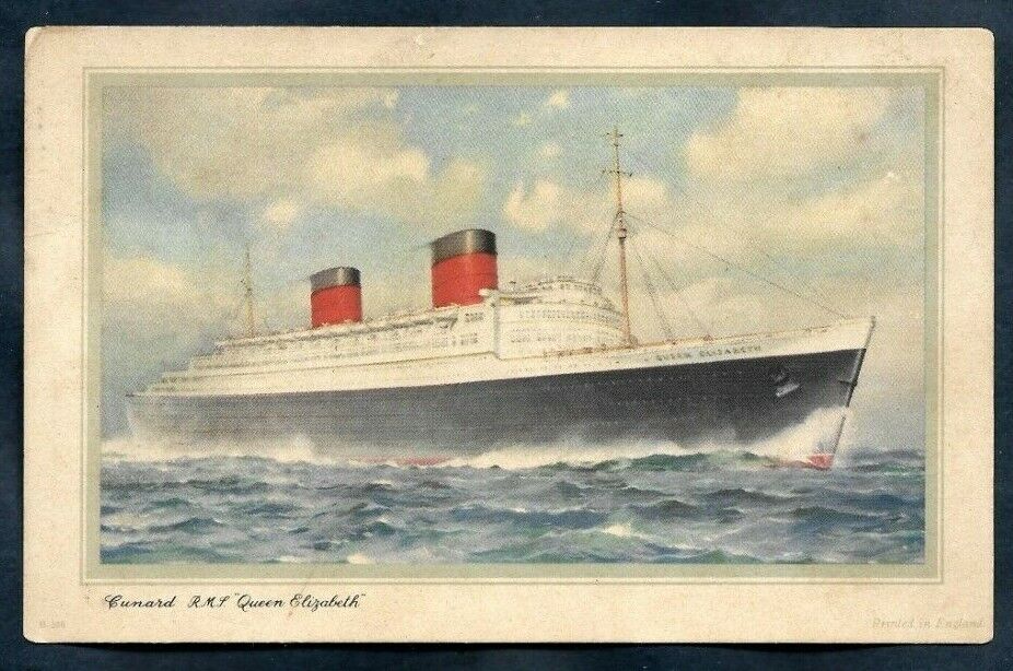 VINTAGE CUNARD STEAM SHIP COMPANY RMS QUEEN ELIZABETH 1956 LOG CARD Photo Y 214