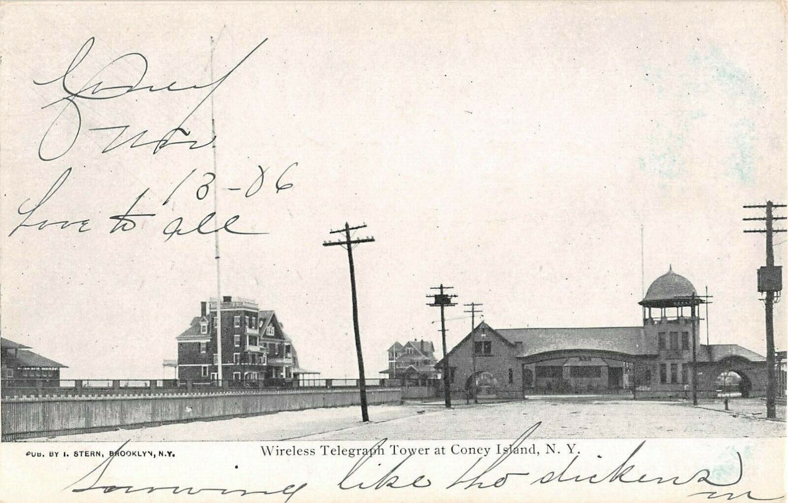 c.1905 Wireless Telegraph Tower Coney Island NY post card Brooklyn
