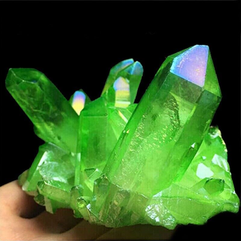 120g Large Natural Healing Green Aura Crystal Titanium VUG Quartz Cluster Reiki
