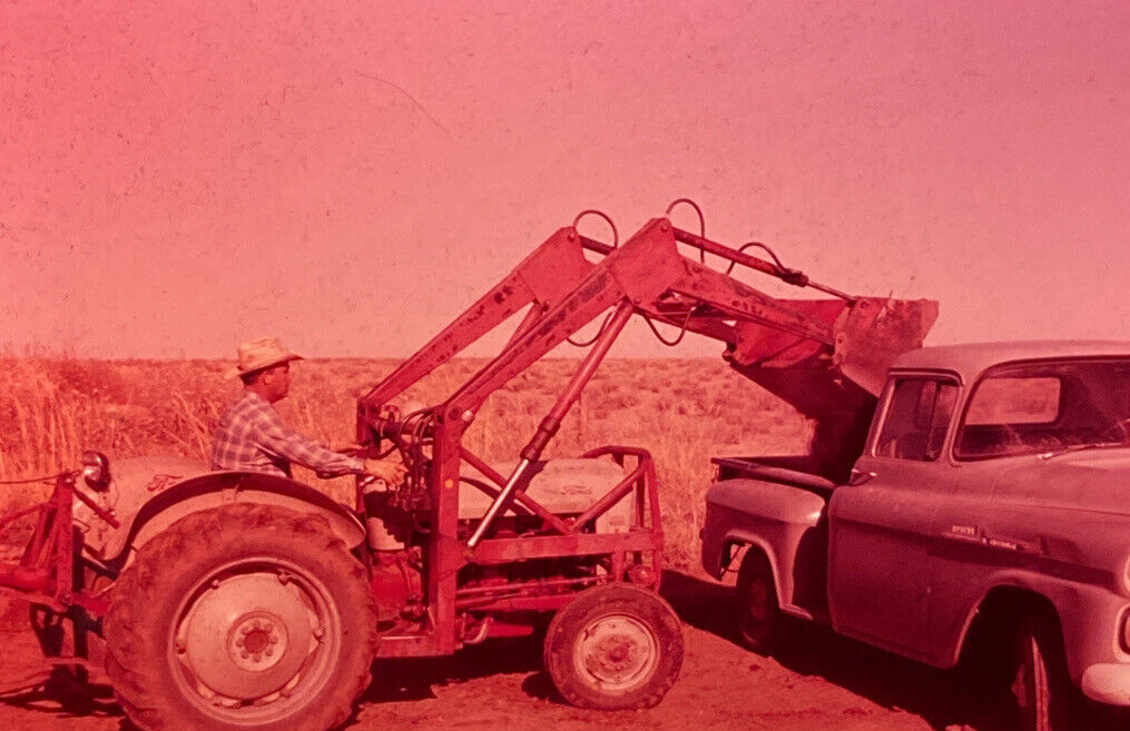 1963 35mm Ektachrome 5 Slides Ford Tractor Loading Dirt in Chevy Apache Truck