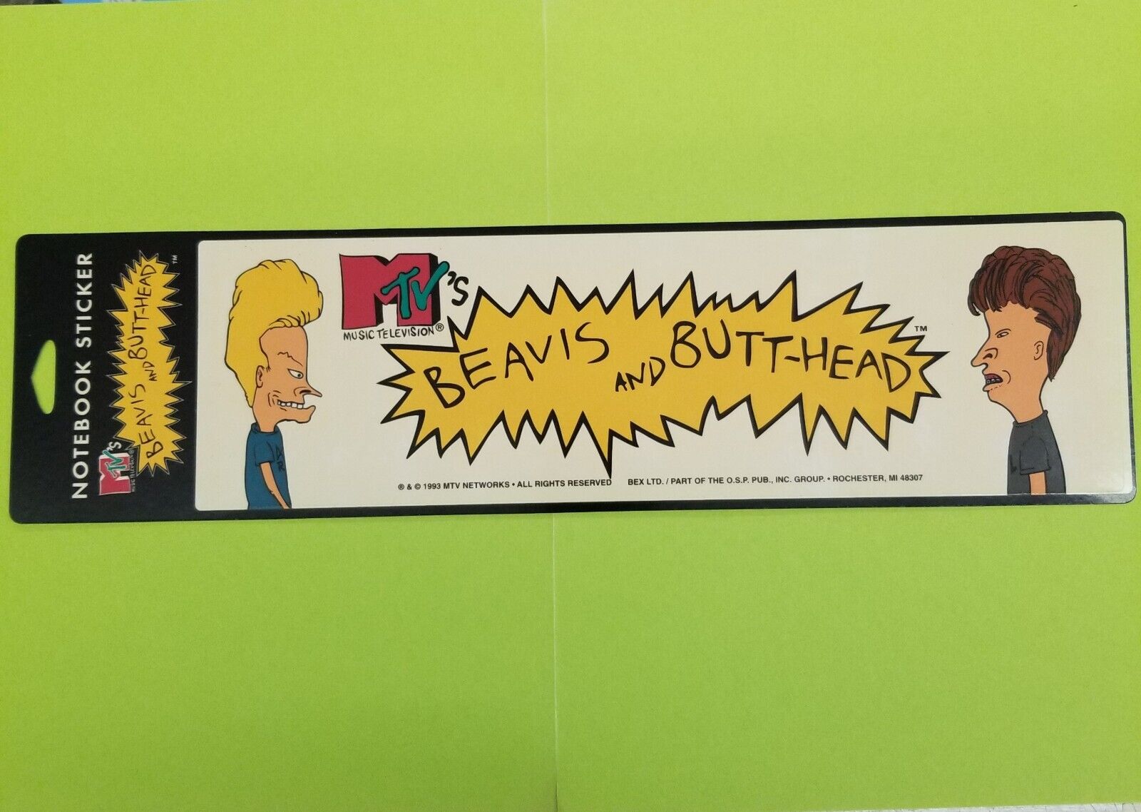 Vintage BEAVIS and BUTT-HEAD Notebook Sticker New old stock 1993 MTV 
