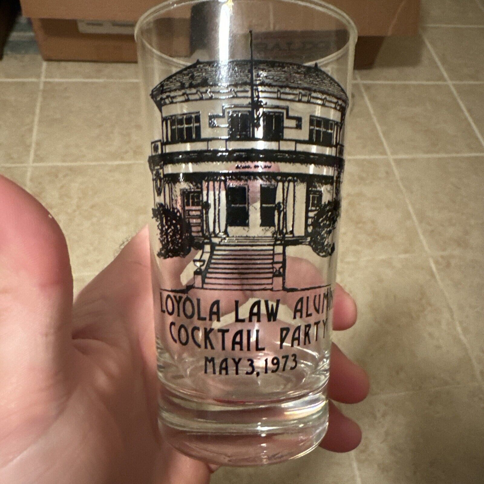 Vintage Rare 1973 Loyola Law Alumni Cocktail Party New Orleans Louisiana Glass