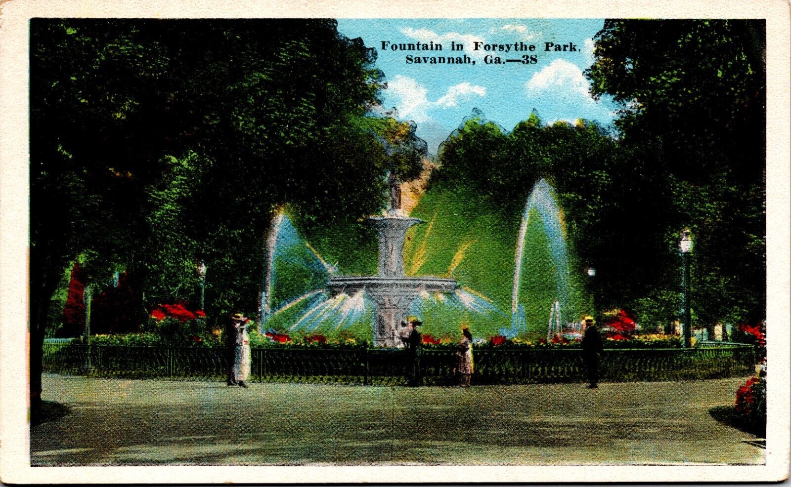 Postcard Fountain in Forsythe Park Savannah Georgia