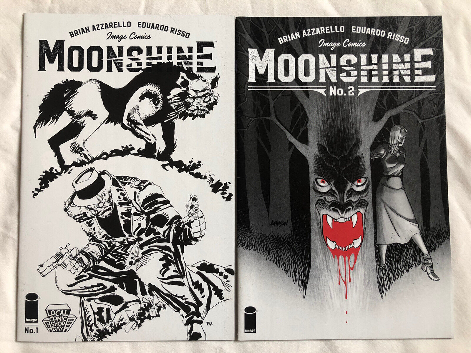 MOONSHINE #1, #1 (variant), & #2 - THREE (3) ISSUE LOT - Azzarello (100 Bullets)