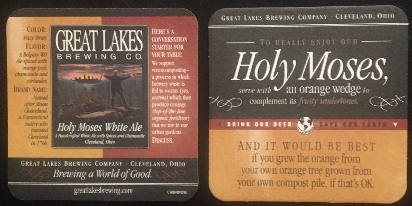 1990\'s Lot of Six (6) Holy Moses White Ale Coaster\'s  \