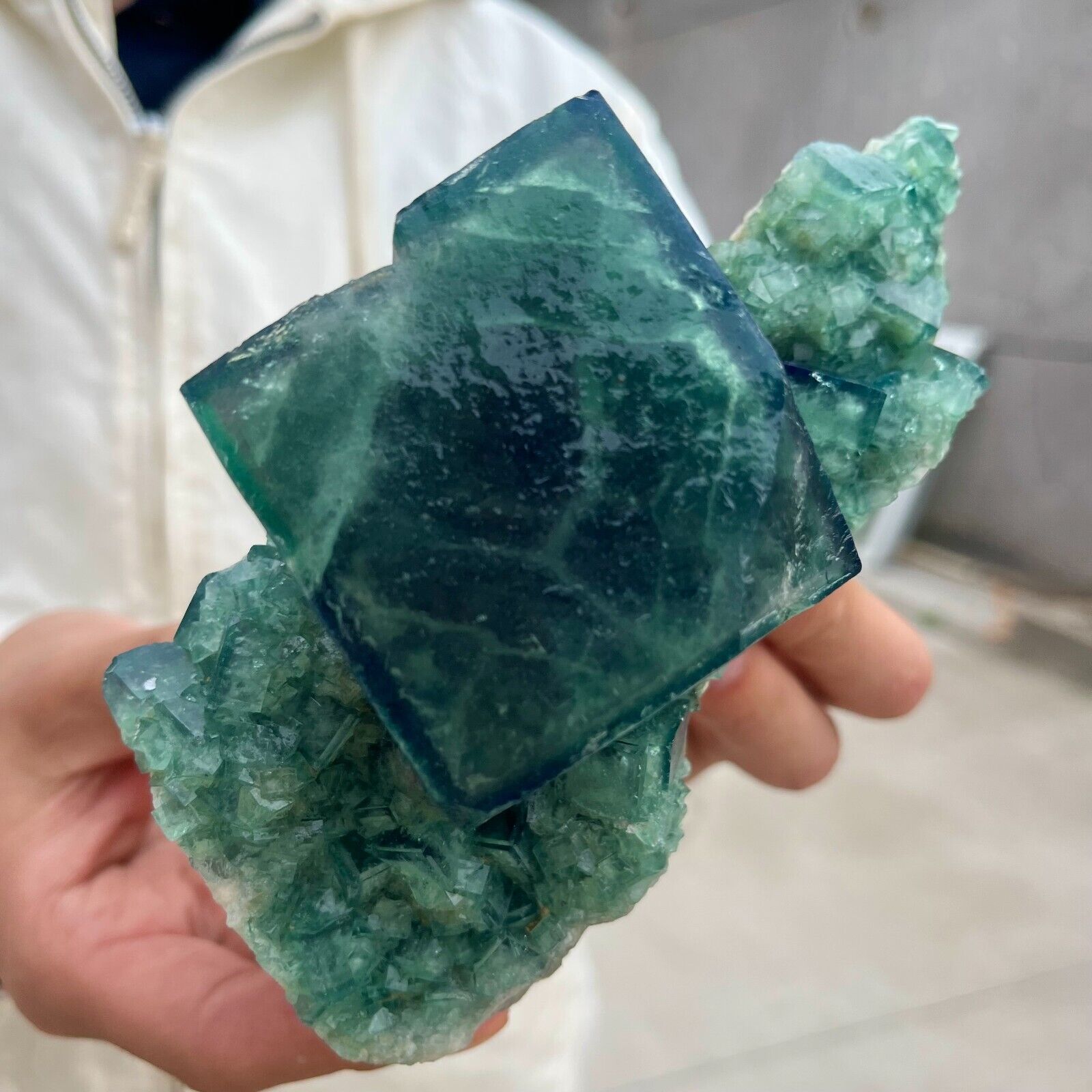 2.1LB Large NATURAL Green Cube FLUORITE Quartz Crystal Cluster Mineral Specimen