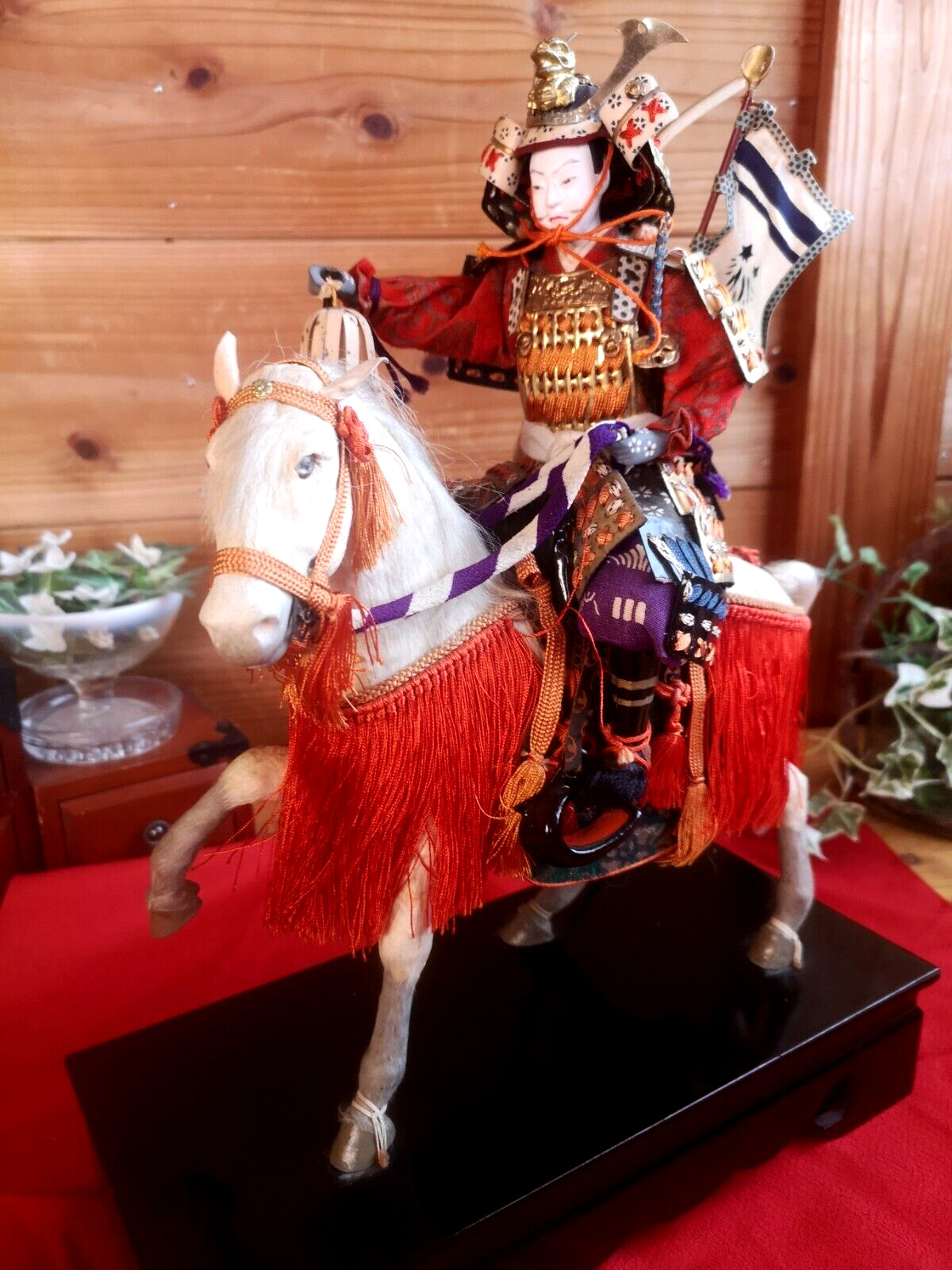 Antique Japanese Riding Armed Samurai Warrior Armor helmet Doll Horse 1868\' -