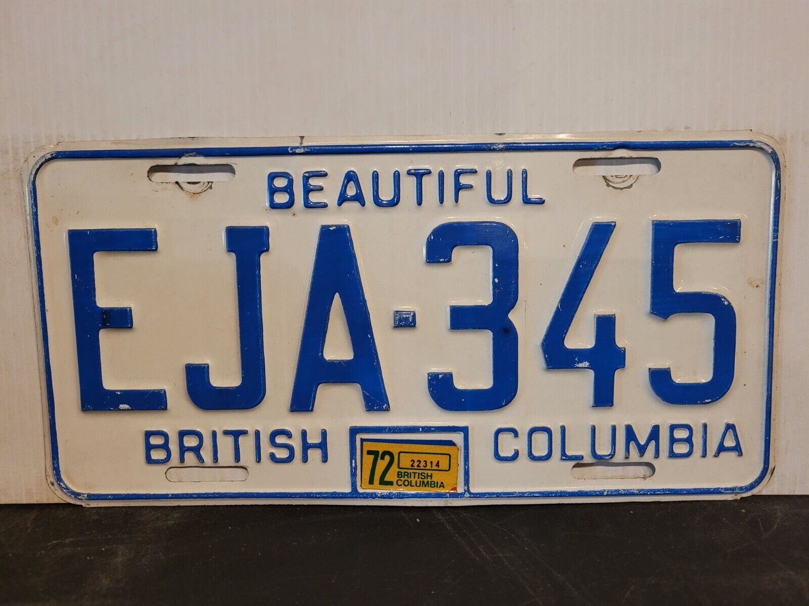 1972 British Columbia License Plate Tag Original.